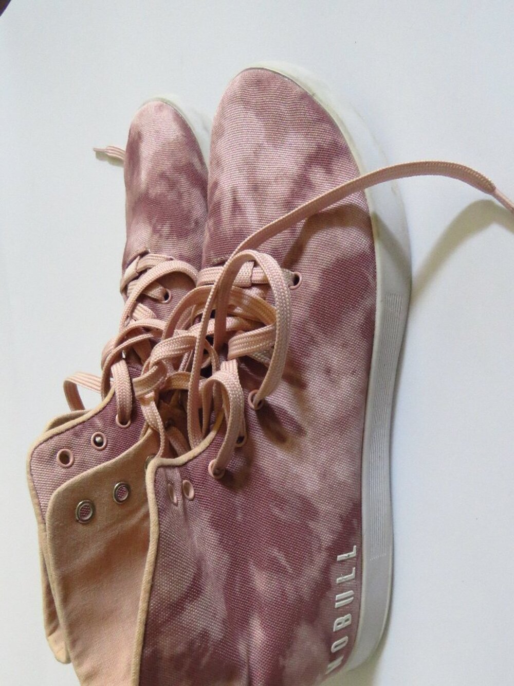 NOBULL Dusty Rose Tie-Dye Canvas High-Top Trainers